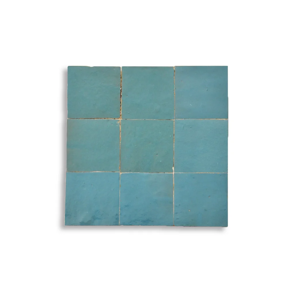 Muted Turquoise Blue Zellij Tiles | Handcrafted Moroccan Tiles
