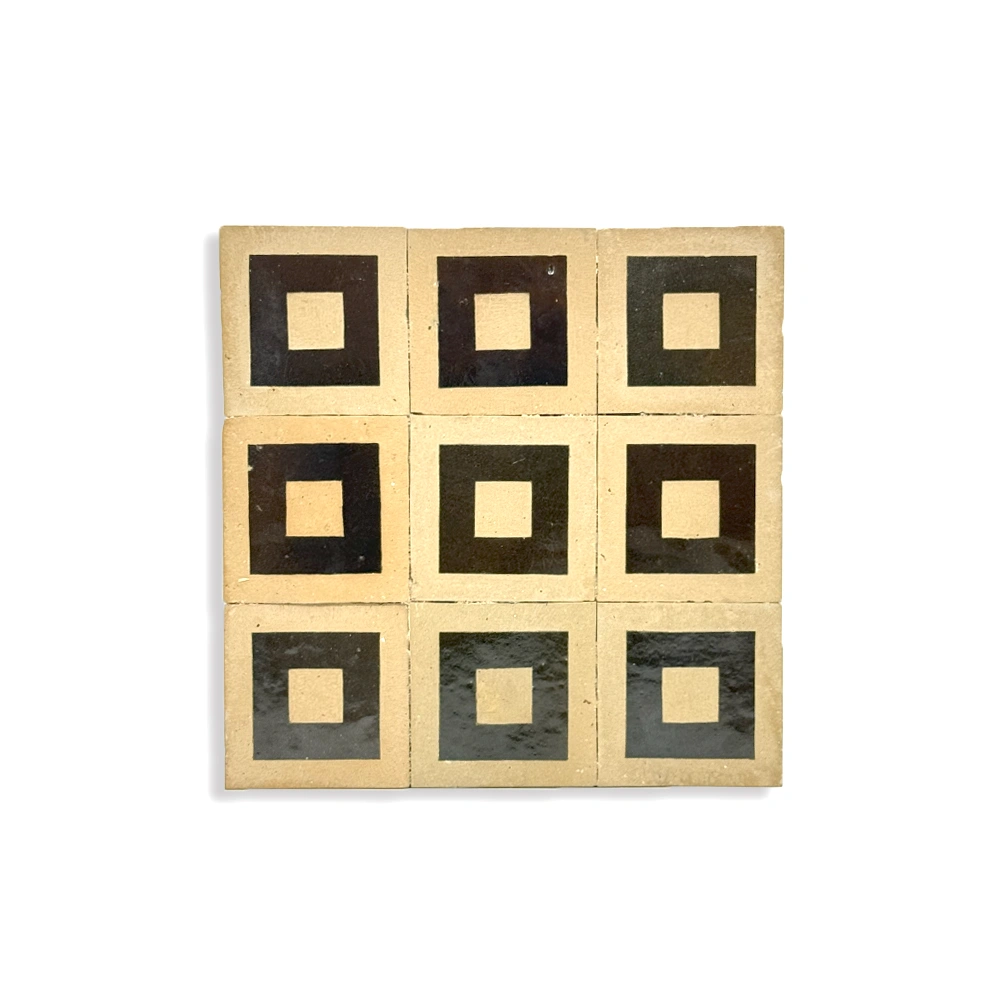 “Kasbah Echo” – Ebony & Sand Geometric Zellij