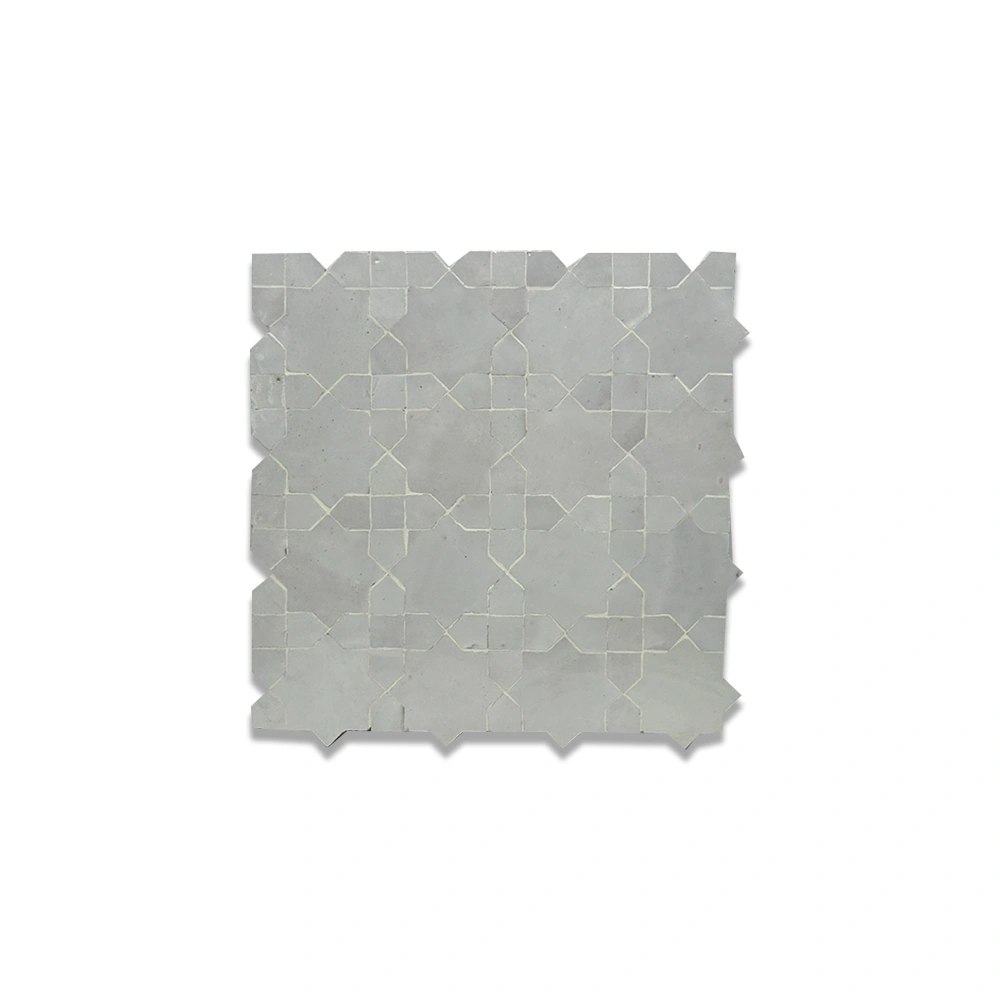 Casablanca Lines – Moroccan Zellij Tile in Cement Grey Geometric Pattern
