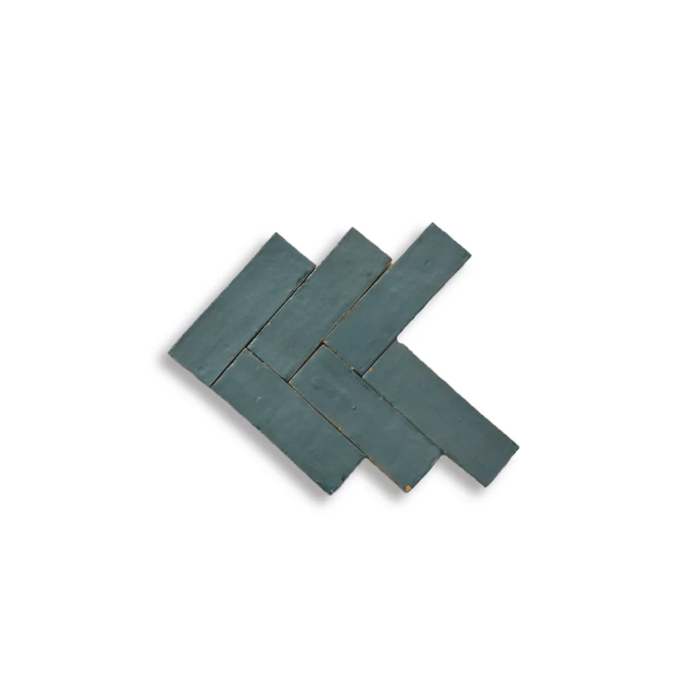 Deep Teal Blue Bejmat Tiles 2x6 | Moroccan Handmade Tiles