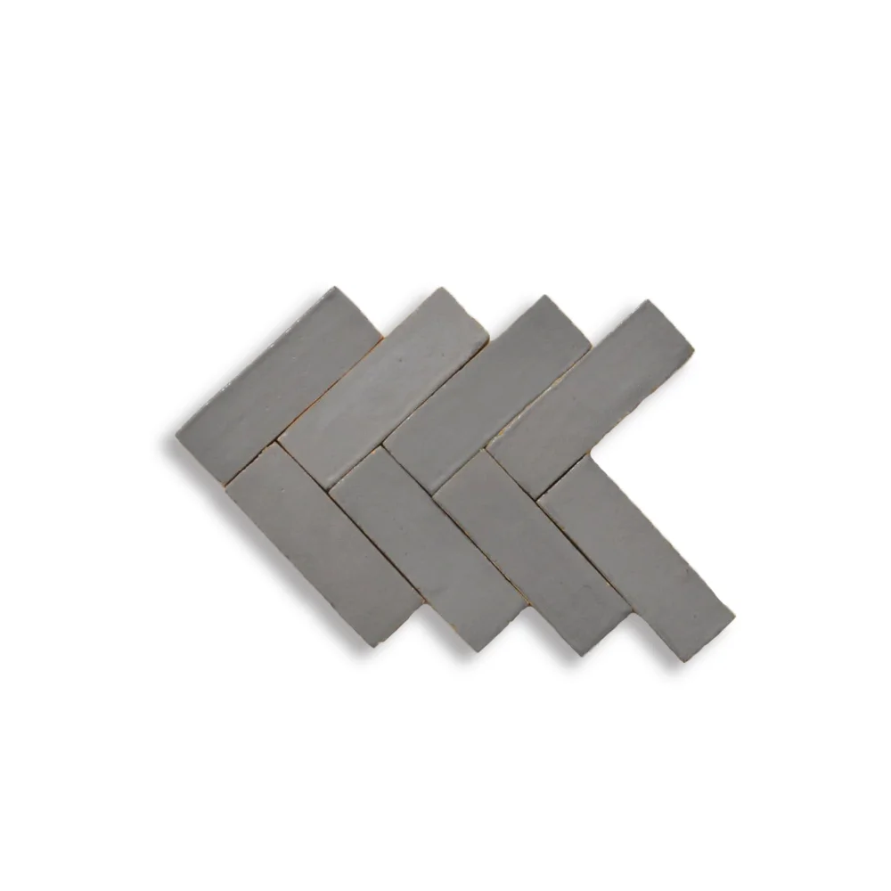 Soft Warm Grey Bejmat Tiles 2x6 | Moroccan Handmade Tiles