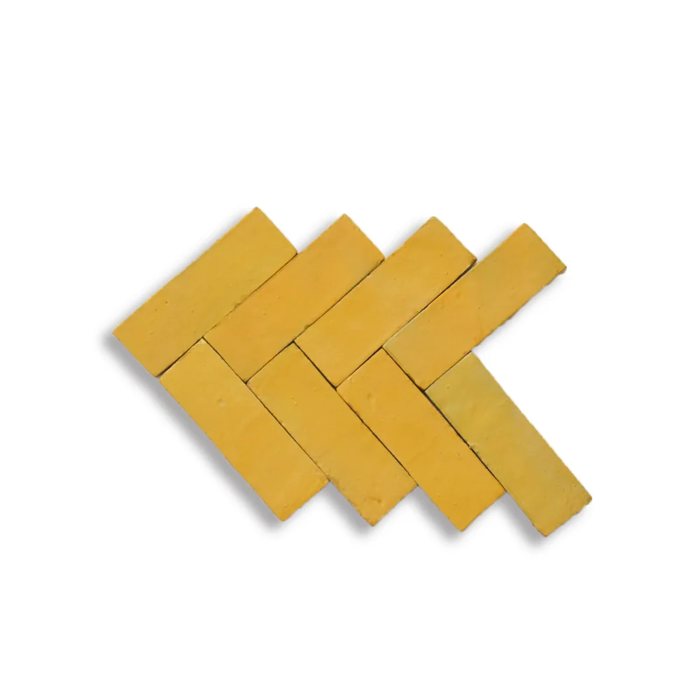Warm Golden Yellow Bejmat Tiles 2x6 | Moroccan Handmade Tiles
