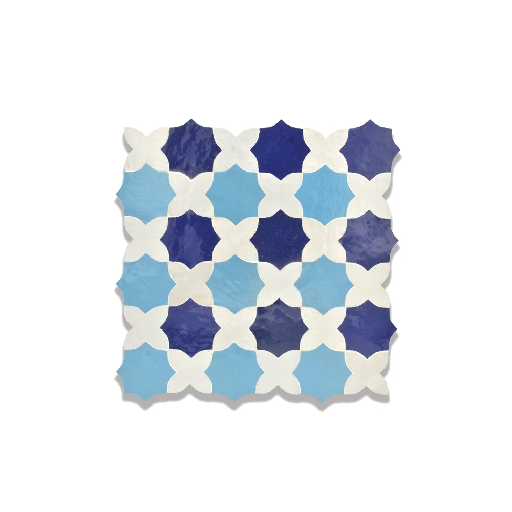Casablanca Wave – Moroccan Zellij Tile in Mediterranean Blues & White