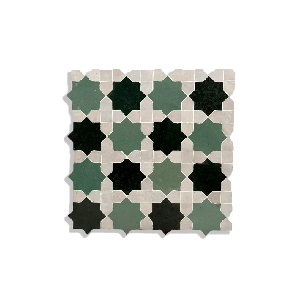 Casablanca Roots – Moroccan Zellij Tile with Green Star Motifs