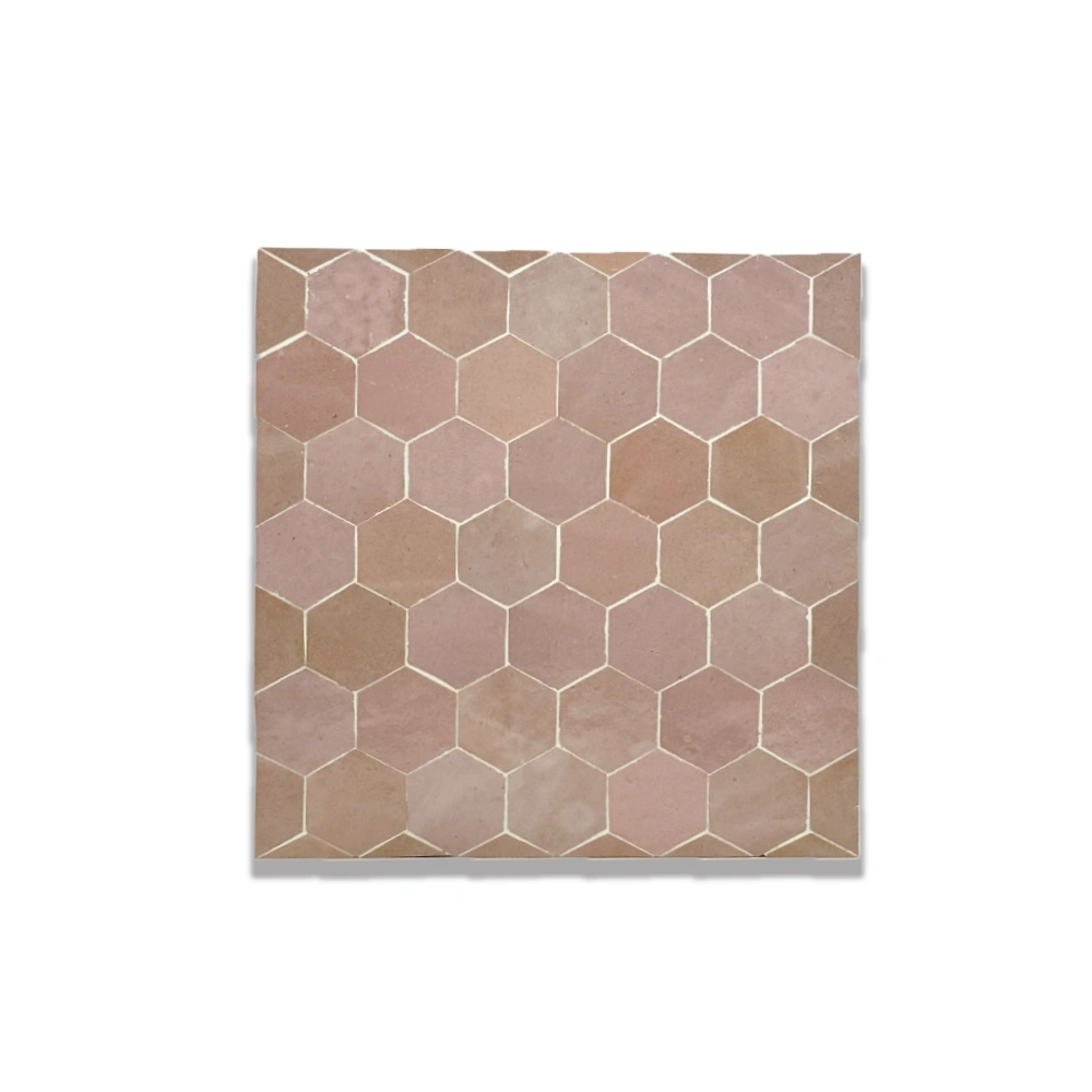 Cura Rose – Moroccan Zellij Tile in Blush Pink Honeycomb Pattern