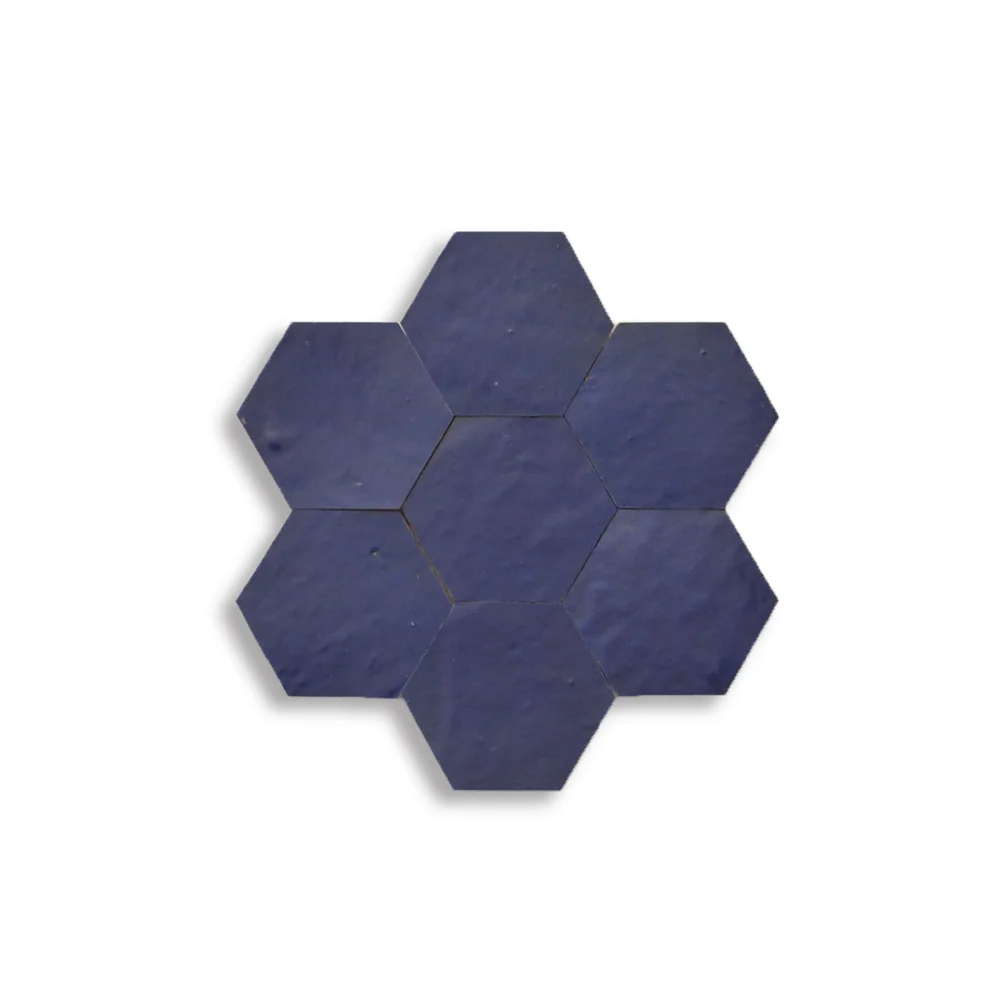 Deep Indigo Blue Hexagon Tiles | Moroccan Handmade Zellij