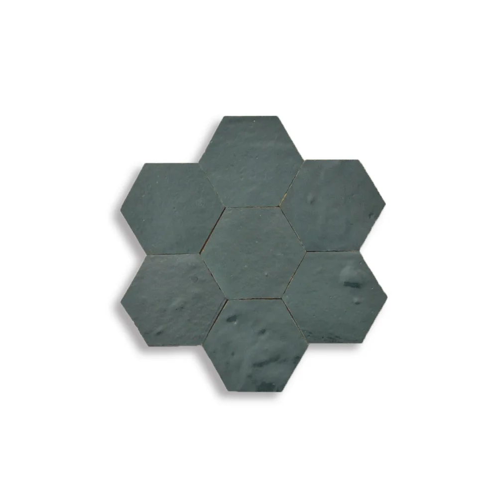 Deep Teal Green Hexagon Tiles | Handcrafted Moroccan Zellij
