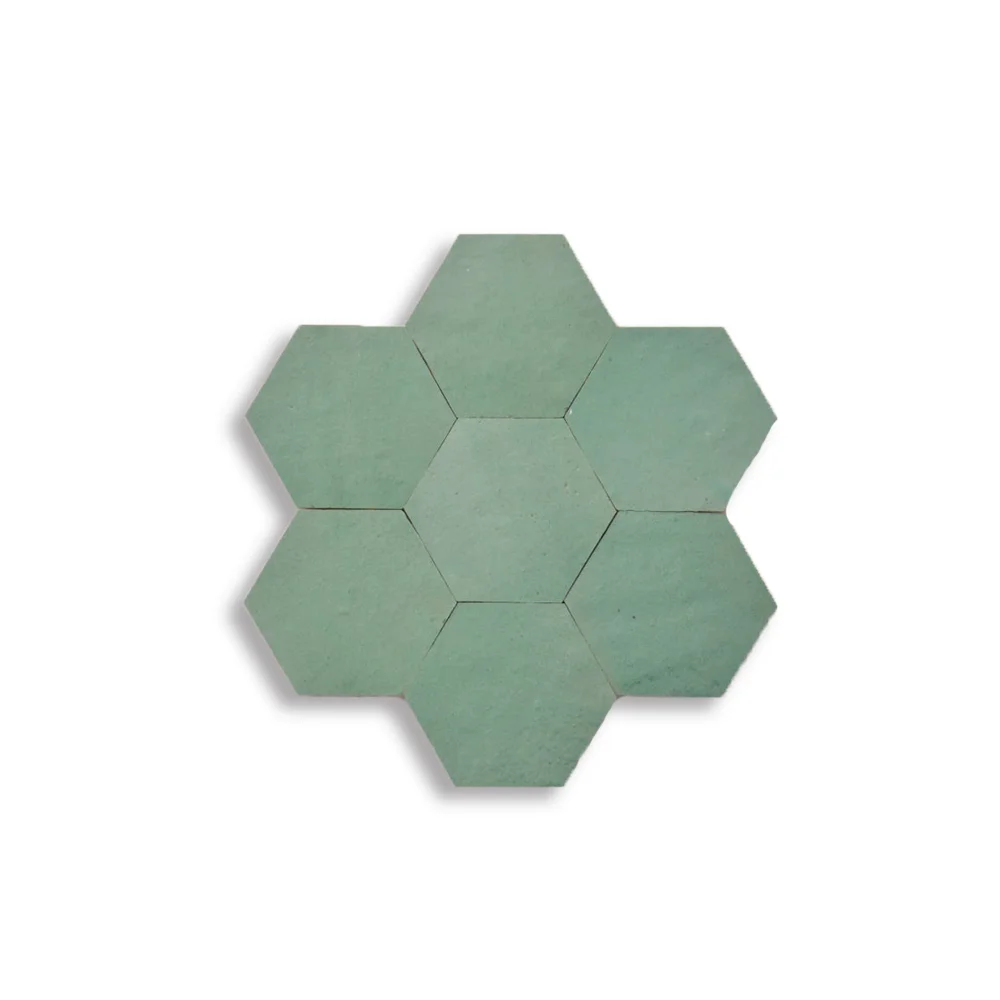 Muted Mint Green Hexagon Tiles | Moroccan Handmade Zellij
