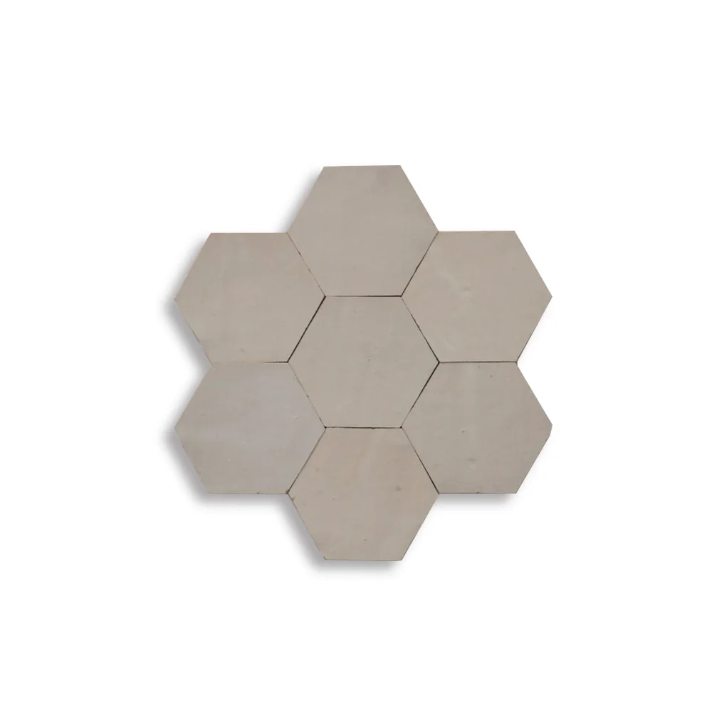 Soft Warm Beige Hexagon Tiles | Handmade Moroccan Zellij