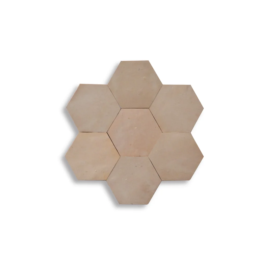 Light Sandy Beige Hexagon Tiles | Handmade Moroccan Zellij