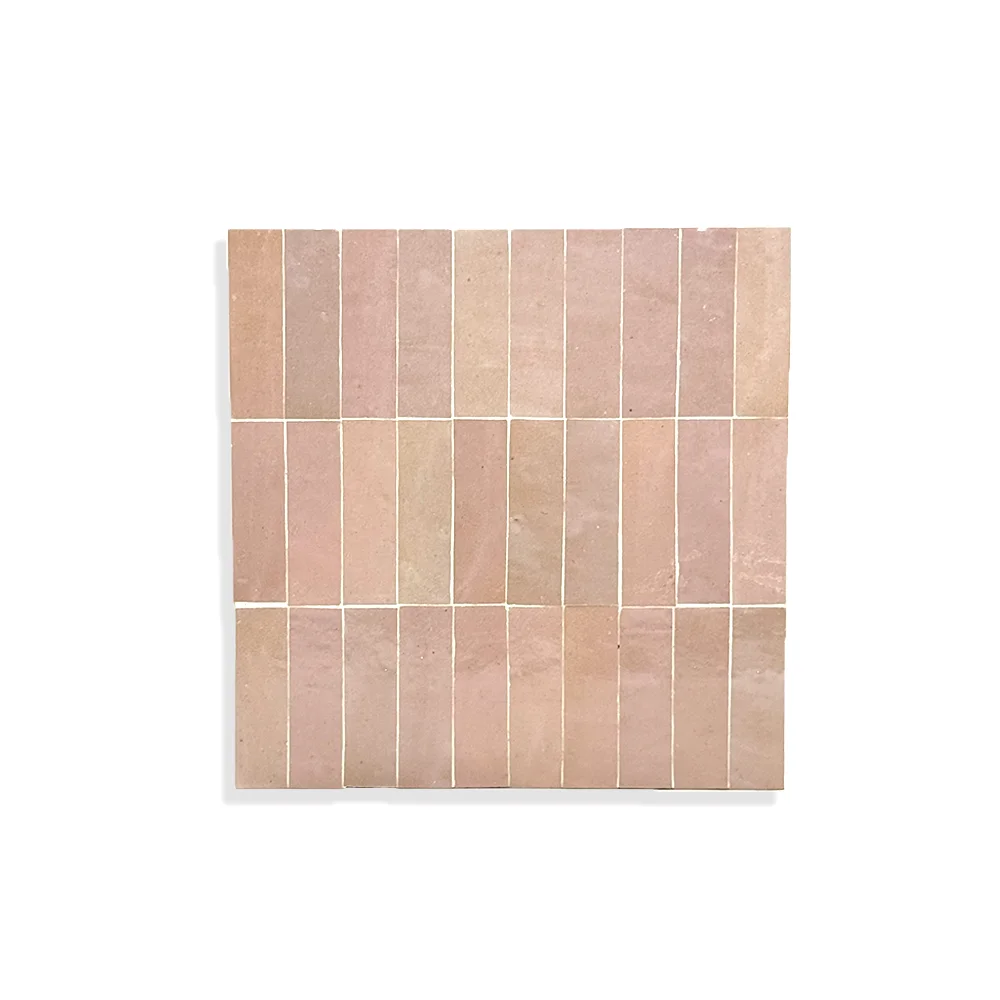 Ketib Rose – Blush Pink Moroccan Zellij Panel in Vertical Layout