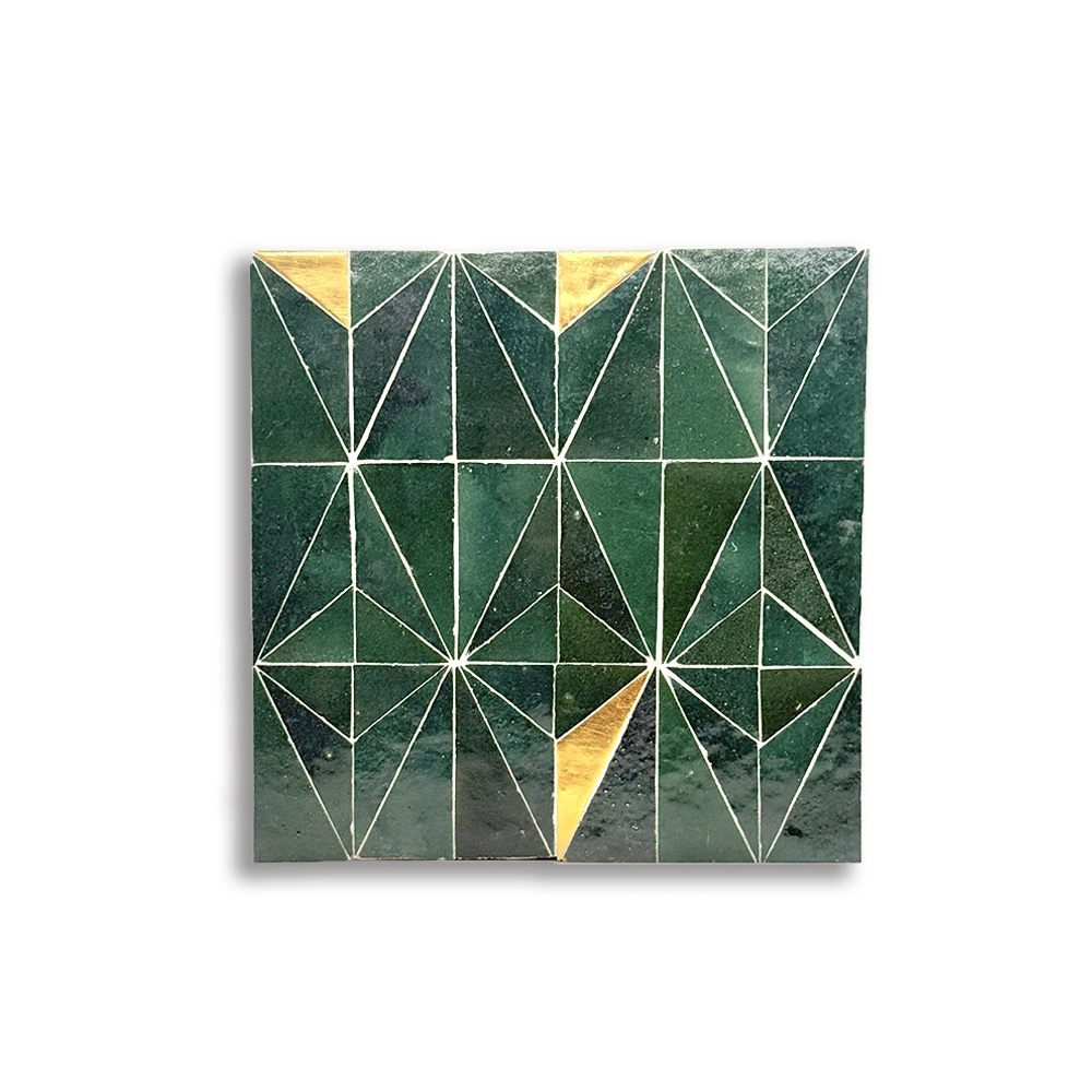 Motalat Éclat – Moroccan Zellij Tile with Emerald Green and Gold