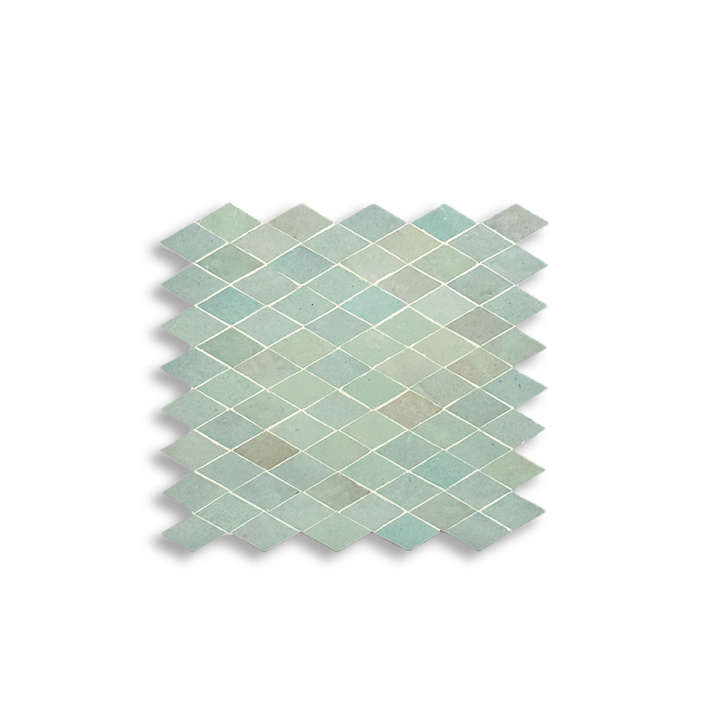 Nezka Mirage – Moroccan Zellij Tile in Soft Mint and Aqua Diamond Pattern