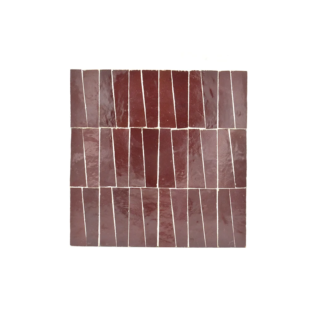 Oujda Fig – Moroccan Zellij Panel in Deep Red Tapered Design