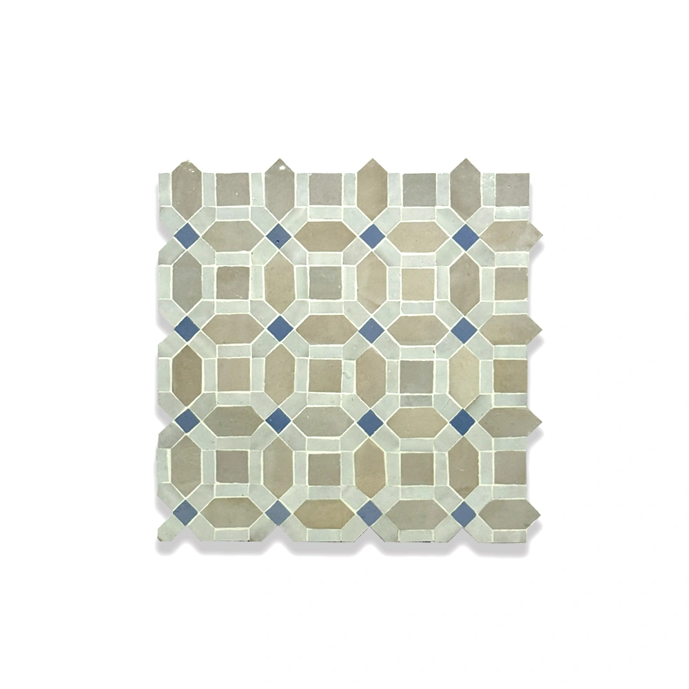 Seft Balance – Moroccan Zellij Tile in Sandstone Beige with Indigo Accents