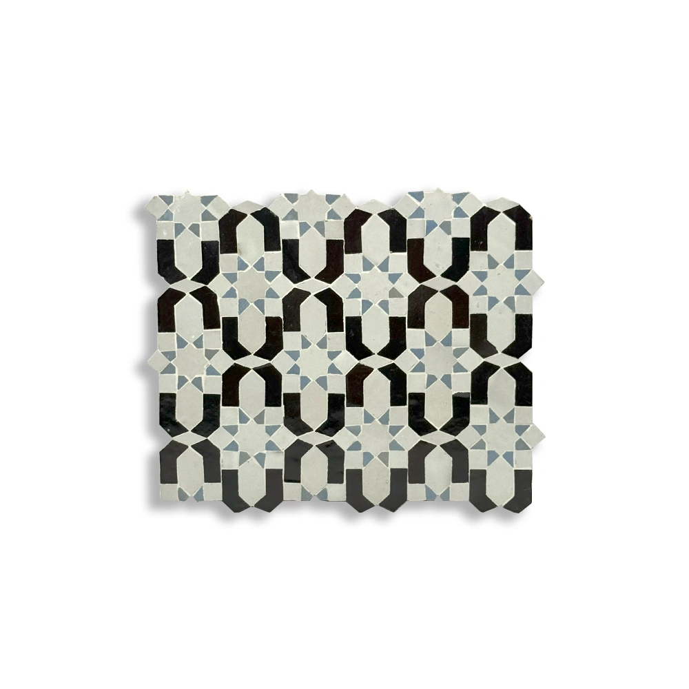 Sevilla Contrast – Moroccan Zellij Tile in Black and Limestone